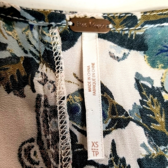 Free People XS High Plains Paisley Floral Balloon Sleeve Boho Short Mini Dress - Picture 10 of 12